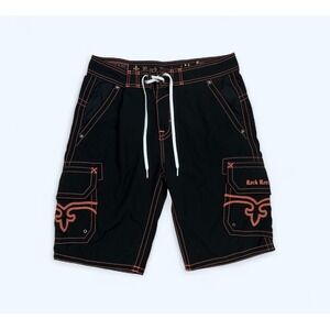 ROCK REVIVAL SHORTS MENS 32 BLACK ORANGE LIGHTWEIGHT